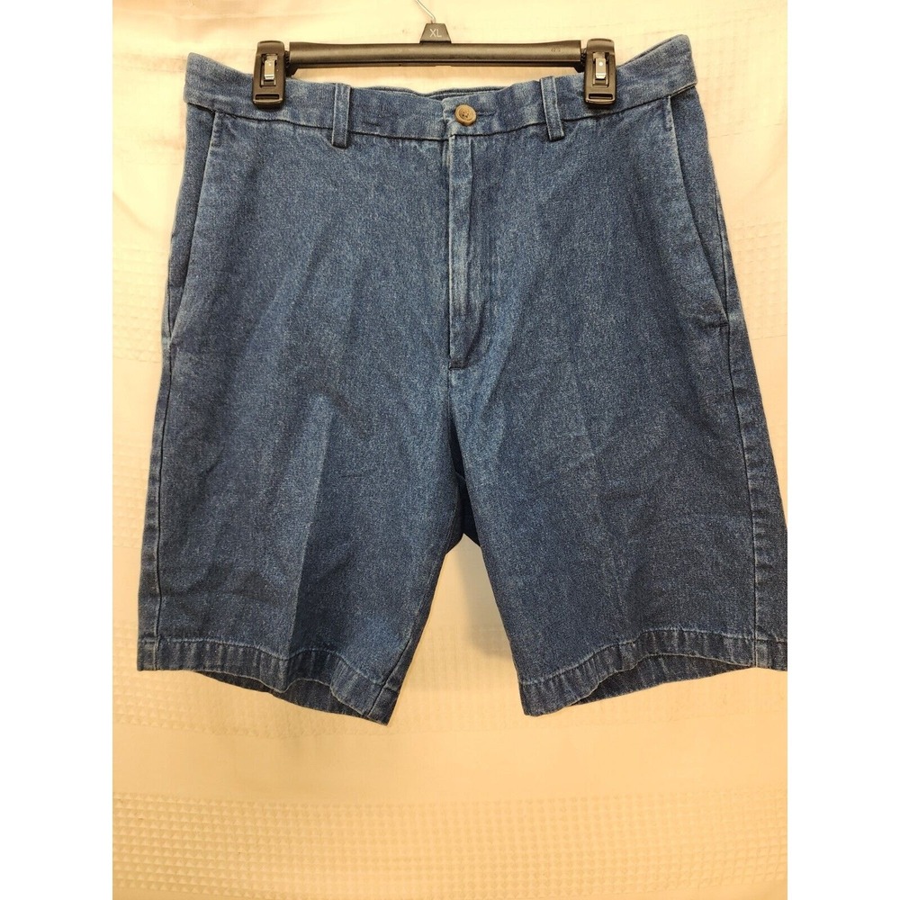 Haggar Mens Comfort Fit Denim Shorts Navy Blue 32 Waist Expandable Waistband